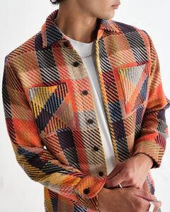 Wax London - Whiting Overshirt - Orange Multi Hemden Wax London